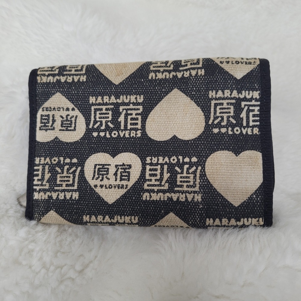 Y2K Harajuku Lovers Cha Ching Tri Fold Logo Heart Wallet 4"x5" Gwen Stefani